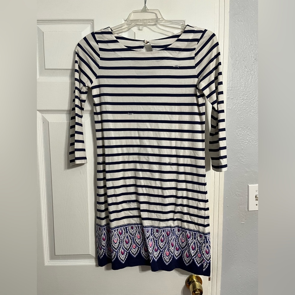 Lilly Pulitzer - Navy & White striped dress, size small